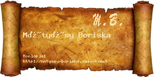 Mátyásy Boriska névjegykártya